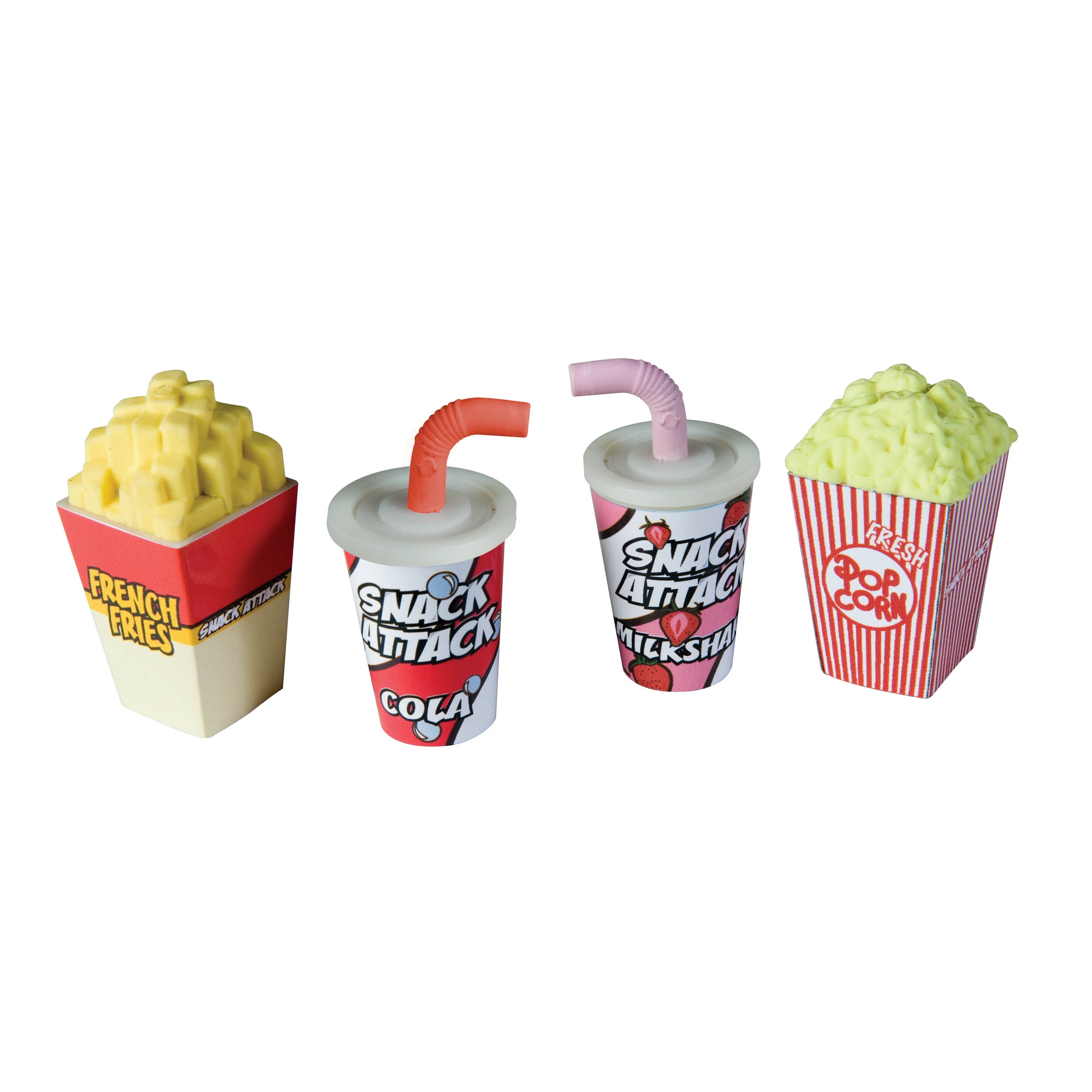 Snack Attack Scented Pencil Sharpeners and Erasers - 24 per box