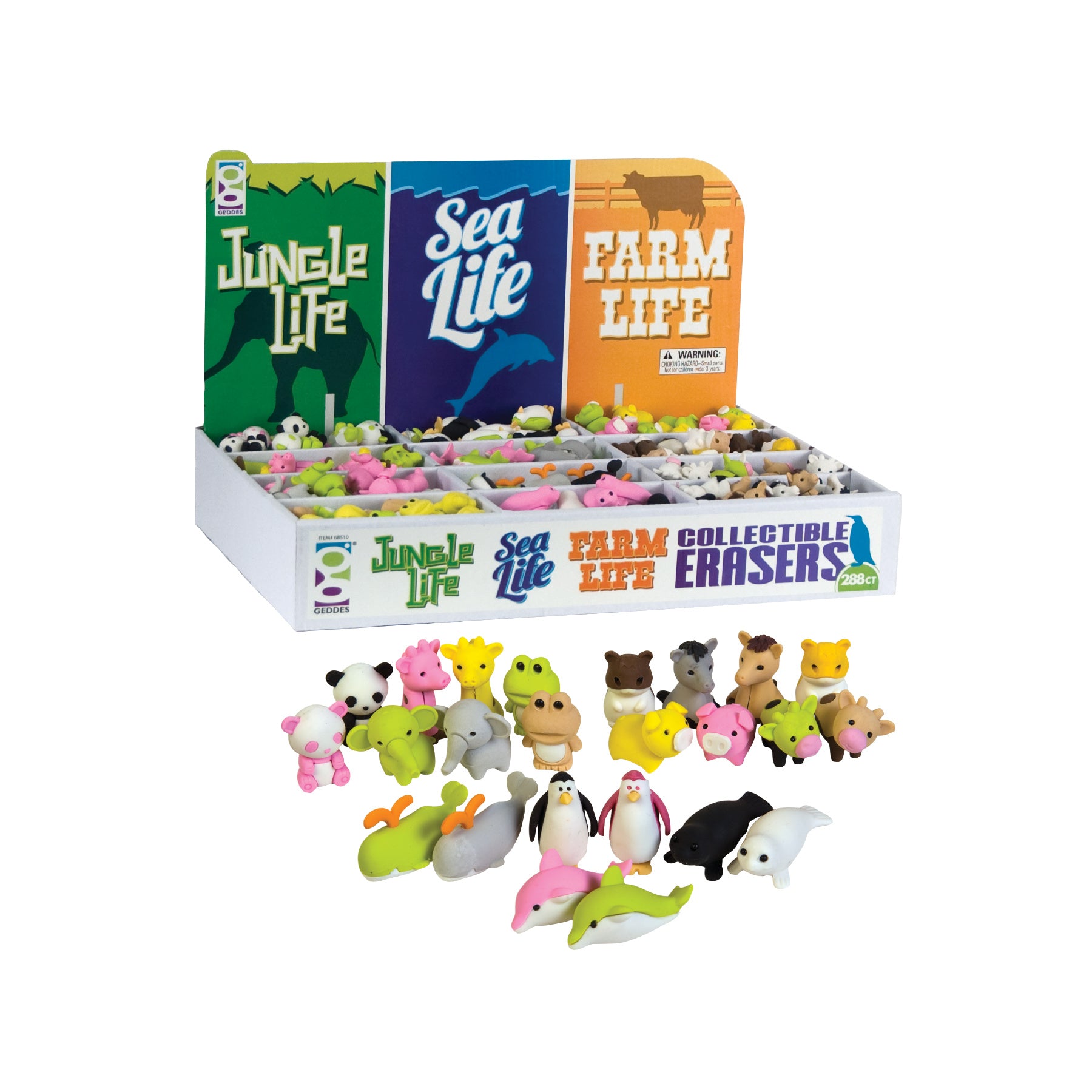 Jungle, Sea, and Farm Life 3D Eraser Assortment