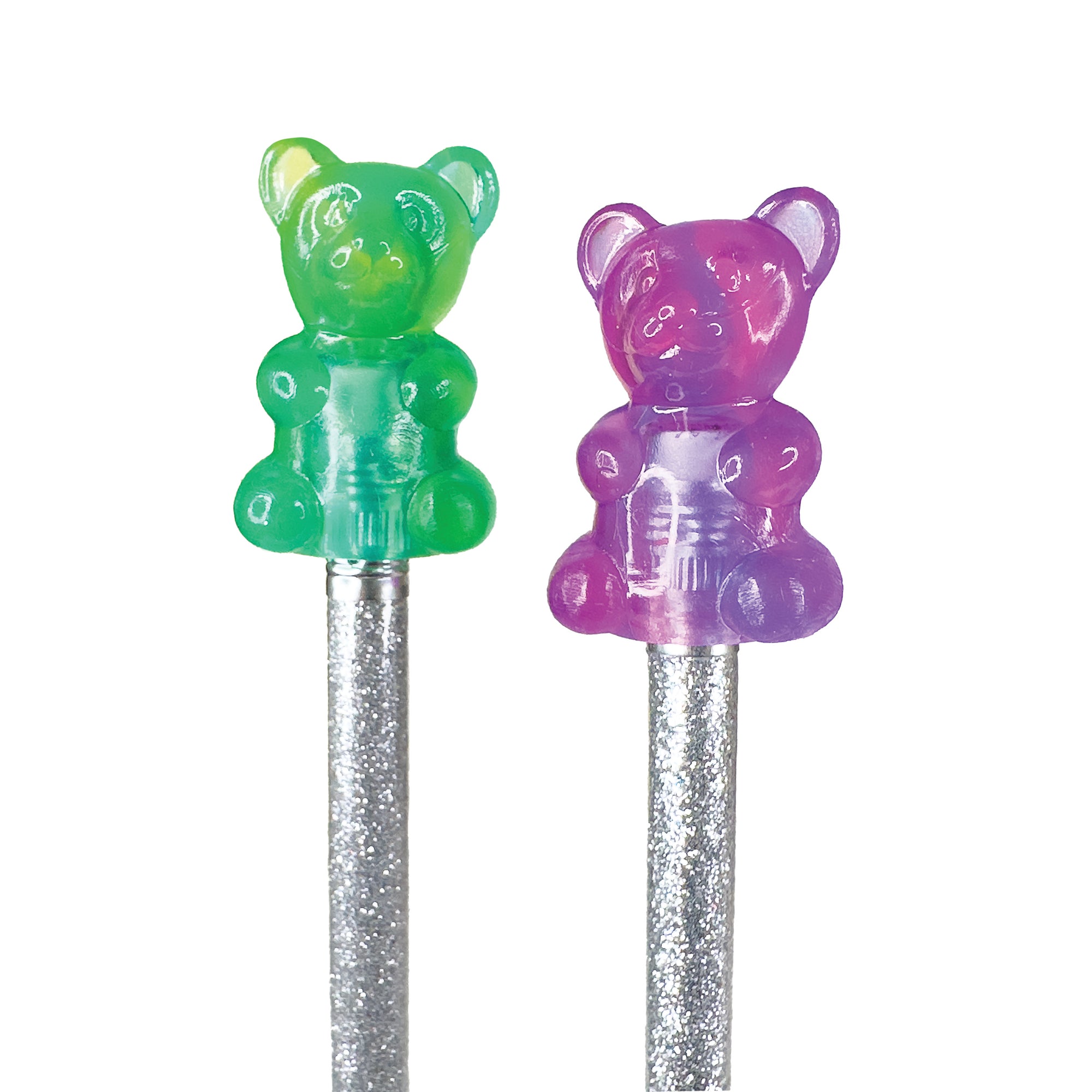 Scented 2-Color Gummy Bear Pencil Toppers - 24 per tub