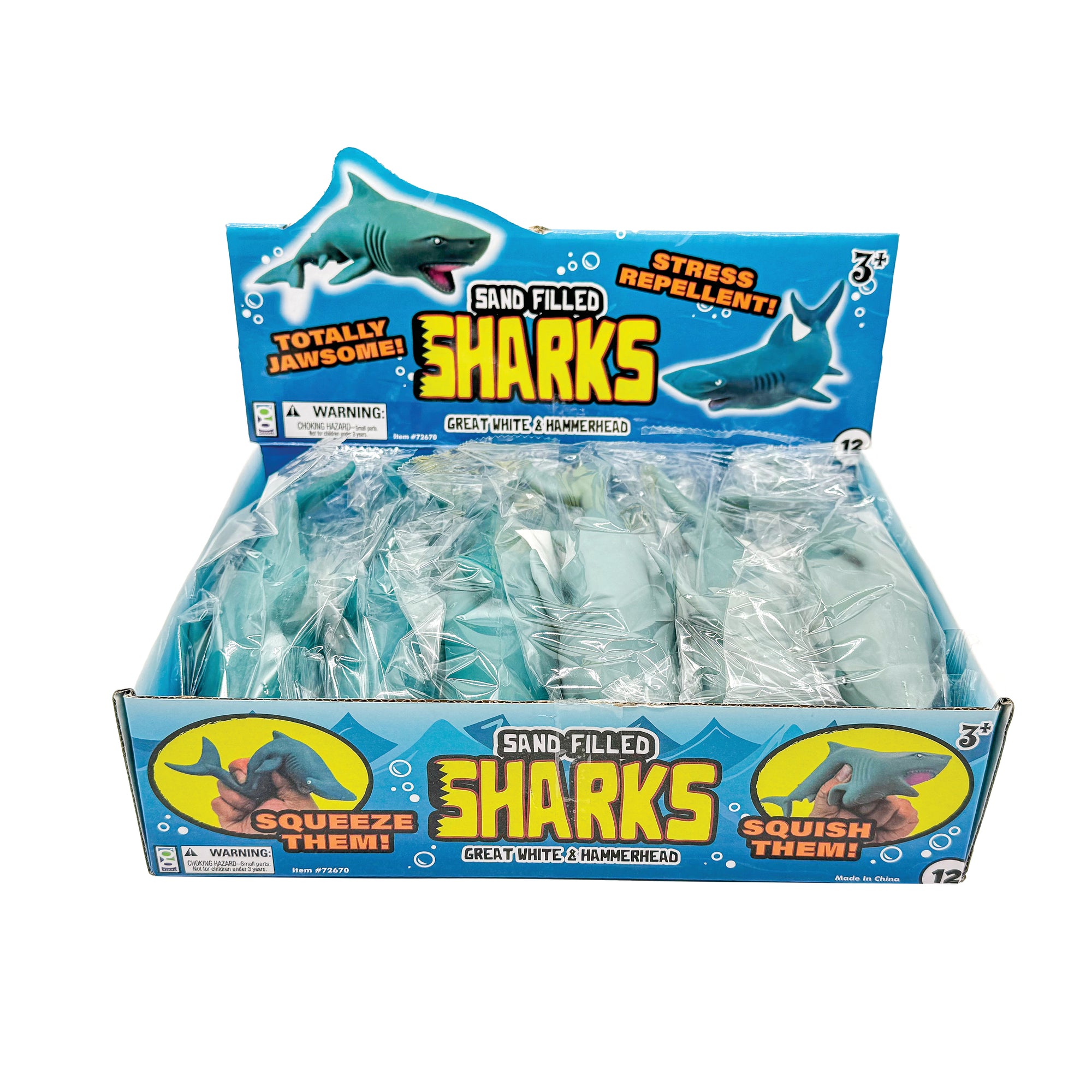 Sand Filled Shark Toys - 12 per display