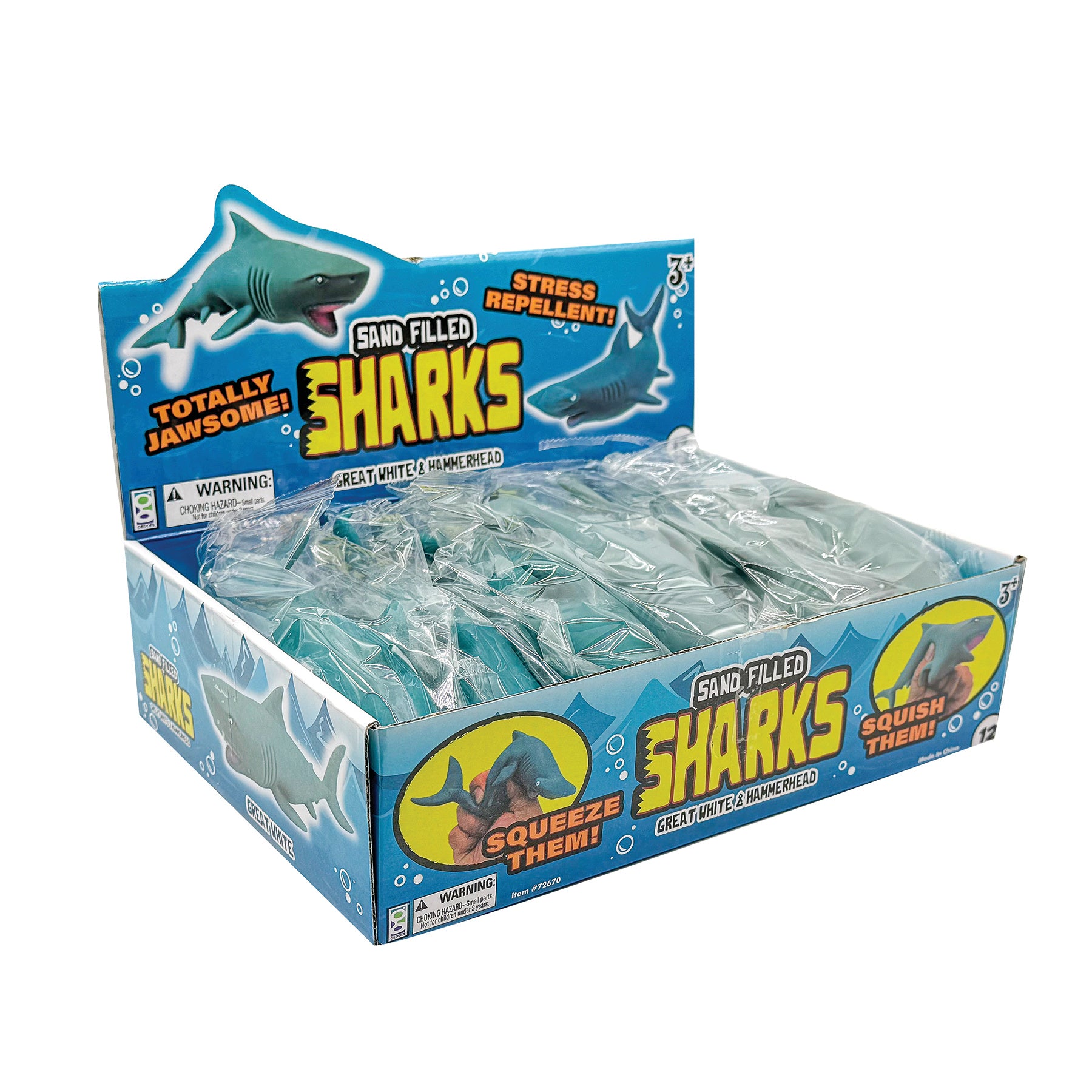 Sand Filled Shark Toys - 12 per display