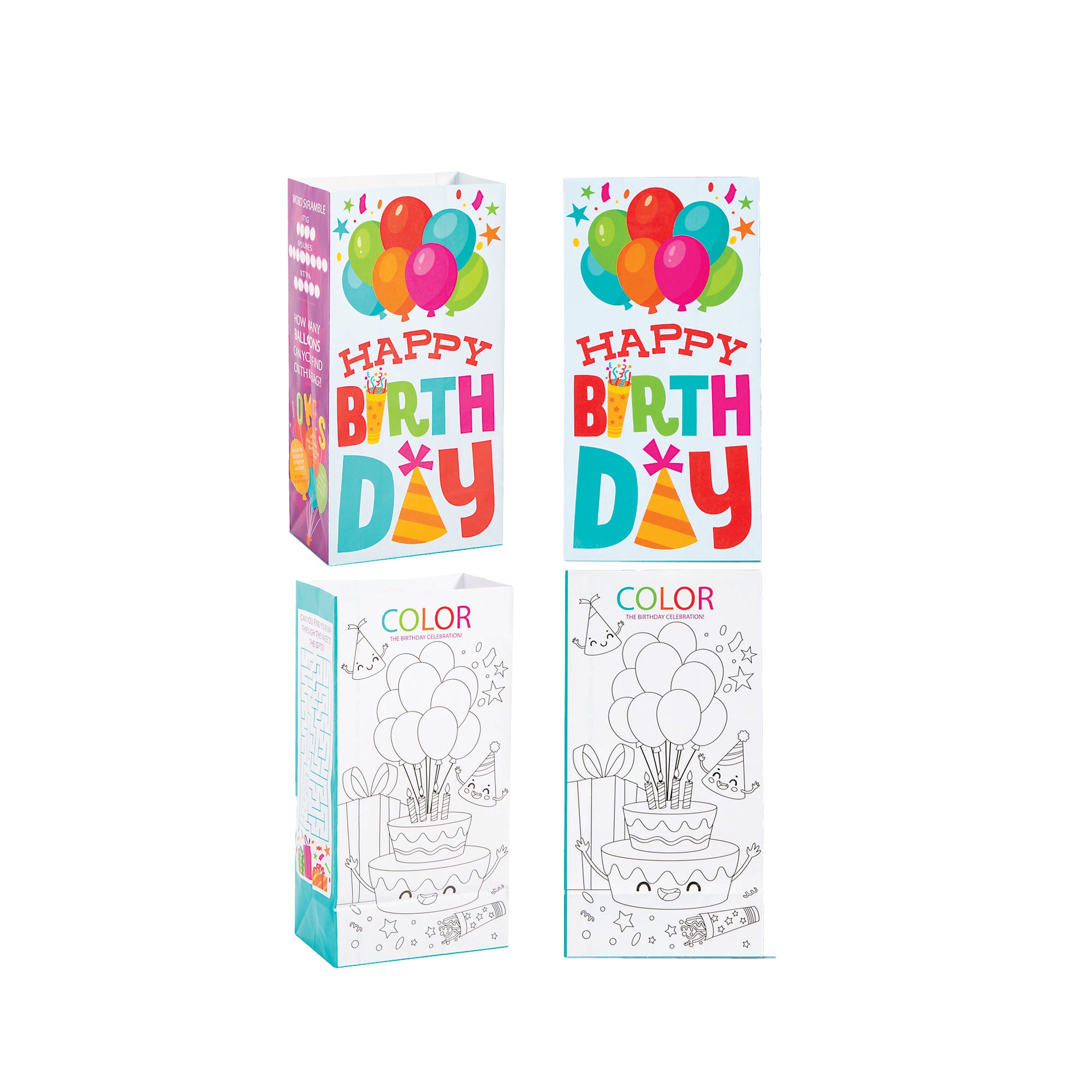 Birthday Party Activity Paper Goodie Bags - 12 count